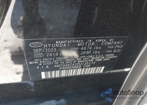 2023 Genesis G70 2.0T Rwd из США, поврежденный, VIN KMTG34TA1PU135171